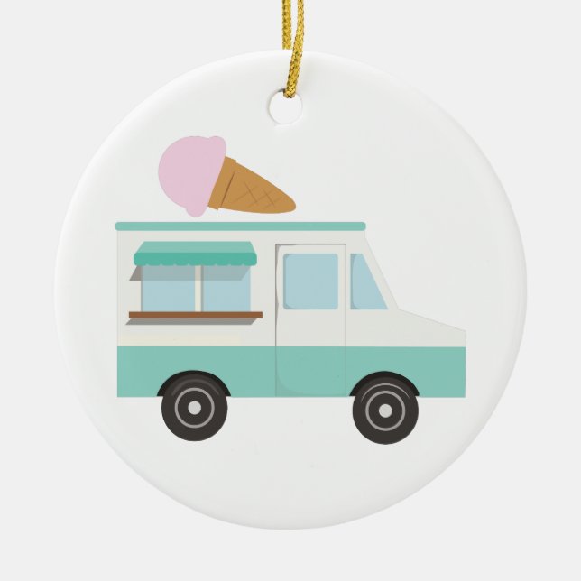 Ice Cream Truck Ceramic Tree Decoration (Front)