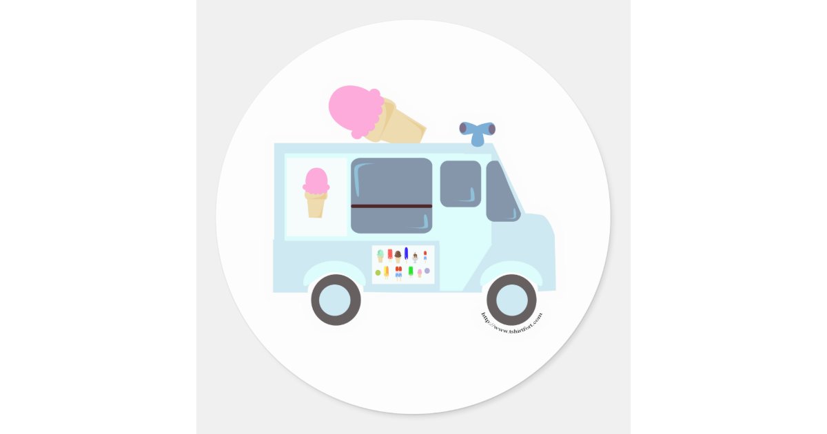 Ice Cream Truck Classic Round Sticker | Zazzle.co.uk