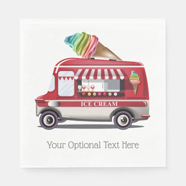 Ice Cream Truck custom text paper napkins (Front)
