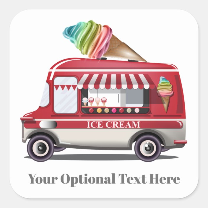 Ice Cream Truck custom text stickers Zazzle.co.uk