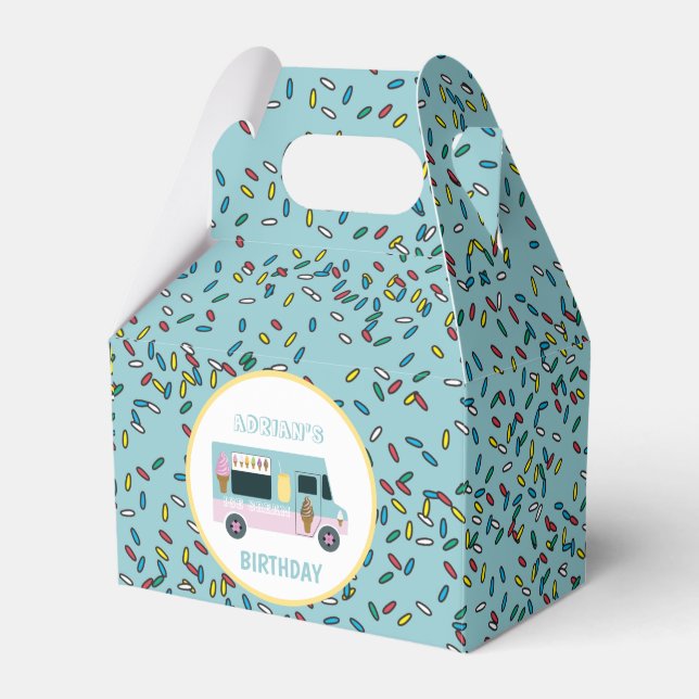 Ice Cream Truck Design Birthday Party Favour Box (Front Side)