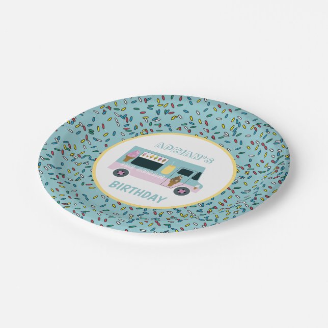 Ice Cream Truck Design Birthday Party  Paper Plate (Angled)