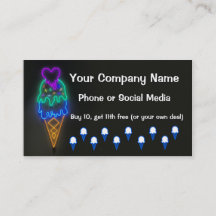 Ice Cream Truck Loyalty Punch Card Business Cards