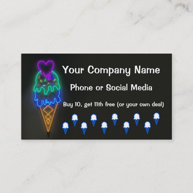 Ice Cream Truck Loyalty Punch Card Business Cards (Front)