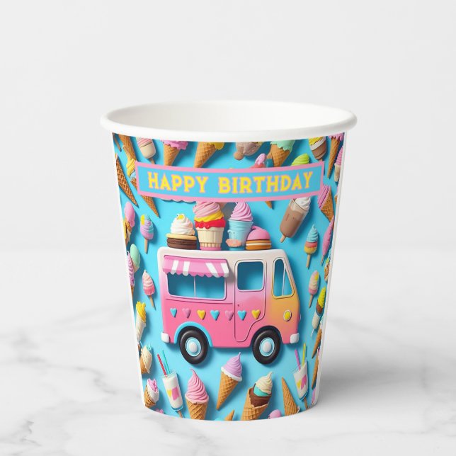 " ICE-CREAM TRUCK " PAPER CUPS (Back)