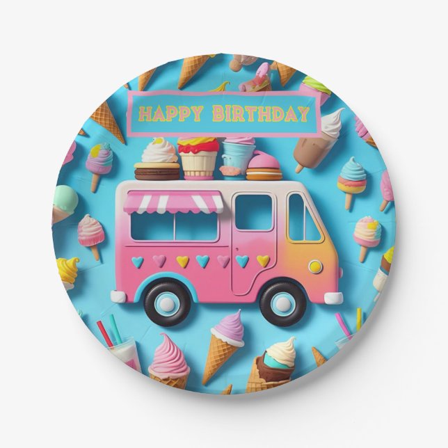 " ICE-CREAM TRUCK " PAPER PLATE (Front)