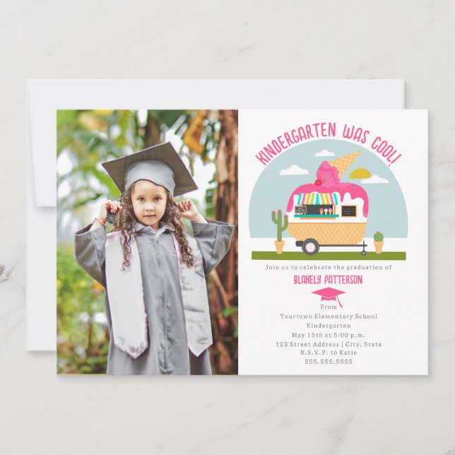 Ice Cream Truck Photo Kindergarten Graduation Card (Front)