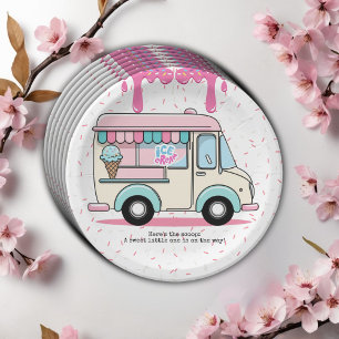 Ice Cream Truck Scoop Sprinkles Baby Shower Paper Plate