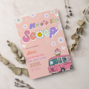 Ice Cream Truck Scoops 2nd Birthday Invitation
