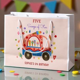 Ice cream truck Scoops of fun kids birthday Large Gift Bag