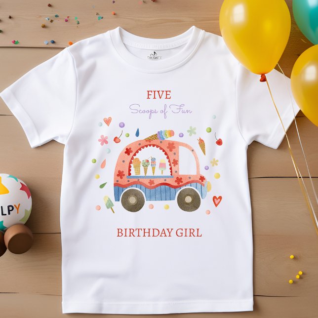 Ice cream truck Scoops of fun kids birthday T-Shirt (Creator Uploaded)