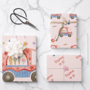 Ice cream truck Scoops of fun kids birthday Wrapping Paper Sheet