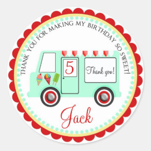 Ice cream Truck Stickers- boy Classic Round Sticker