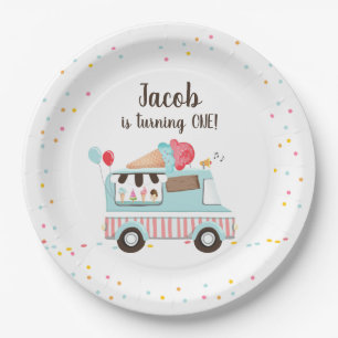 Ice Cream Truck Sweet Time Boy Birthday Party Paper Plate
