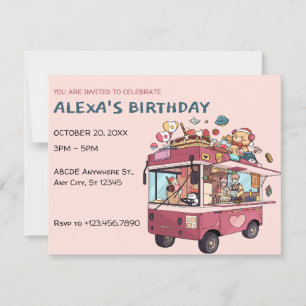 Ice cream truck van birthday invitation