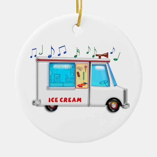 Ice Cream Truck with Music Ceramic Tree Decoration (Front)