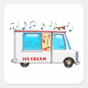 Ice Cream Truck with Music Square Sticker
