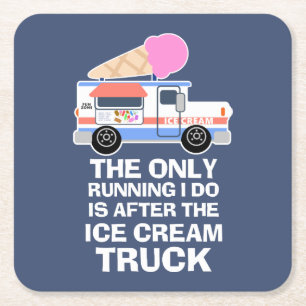 Ice Cream Truck Workout Square Paper Coaster