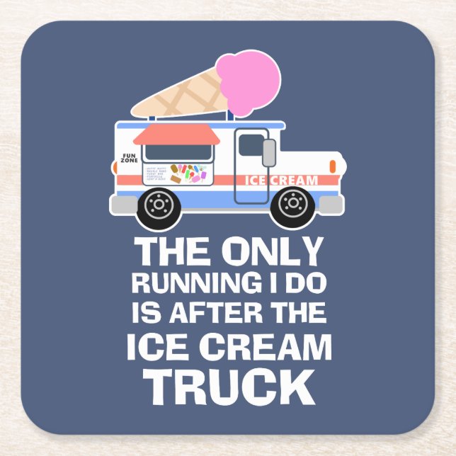Ice Cream Truck Workout Square Paper Coaster (Front)