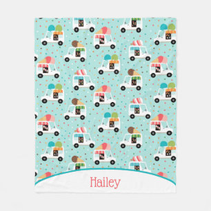 Ice Cream Trucks  Sprinkles Girls Personalised Fleece Blanket