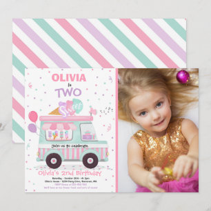 Ice Cream Two Sweet 2nd Birthday Ice Cream Truck I Invitation