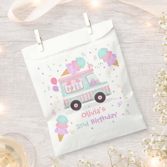 Ice Cream Two Sweet 2nd Birthday Party Gift Favour Bags (Clipped)