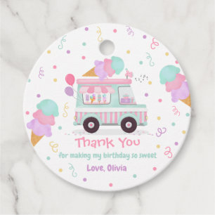 Ice Cream Two Sweet 2nd Birthday Party Gift Favour Tags
