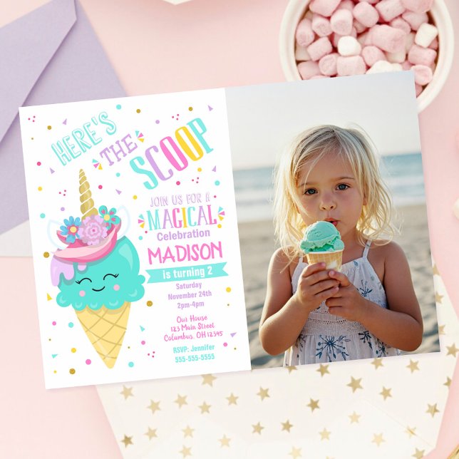 Ice Cream Unicorn Magical Birthday Invitation (Creator Uploaded)
