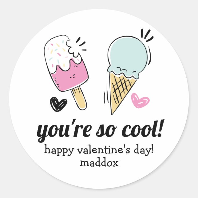 Ice Cream Valentine Favour Sticker (Front)