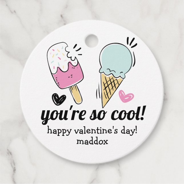 Ice Cream Valentine Favour Tags (Front)