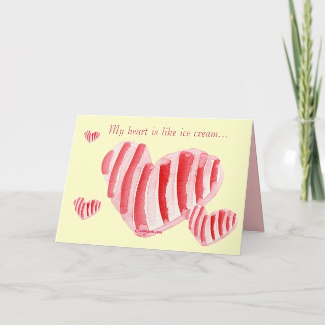 Ice Cream Valentine Hearts Card (Front)