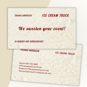 Ice Cream Vanilla and Dark Red Business Card
