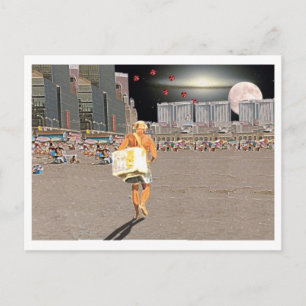 Ice Cream Vendor on Beach Postcard