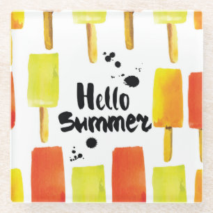 Ice Cream: Vintage Watercolor Glass Coaster