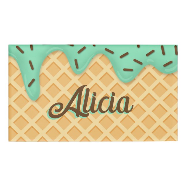 Ice Cream Waffle Cone Name Tag (Front)