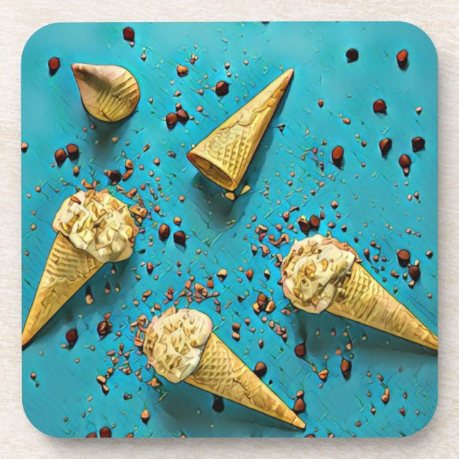 Ice cream waffle cones coaster (Front)