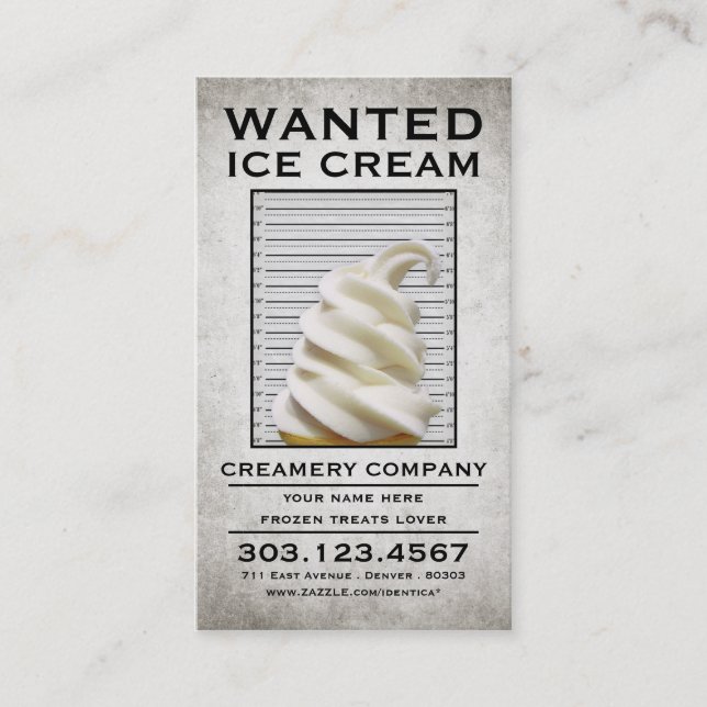 ice cream wanted poster loyalty card (Front)