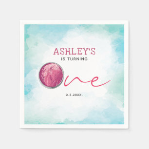 Ice Cream Watercolor First Birthday Napkin