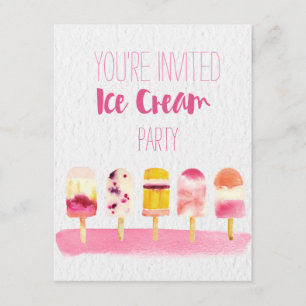 Ice Cream Watercolor Party invitation