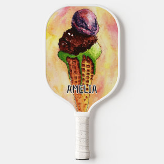 Ice Cream Watercolor  Pickleball Paddle