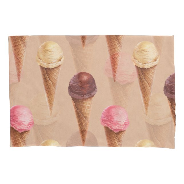 Ice Cream Watercolor Seamless Illustration Pillowcase (Front)