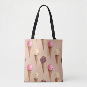 Ice Cream Watercolor Seamless Illustration Tote Bag