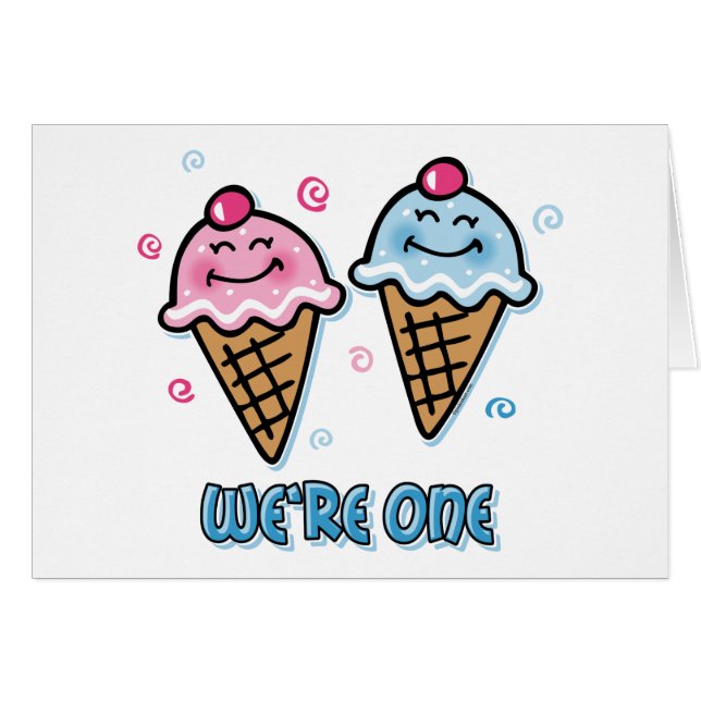 Ice Cream We're One Boy & Girl Card (Front Horizontal)
