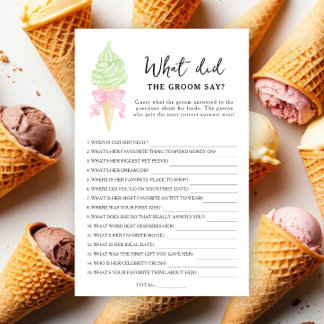 Ice cream - What did the groom say bridal game