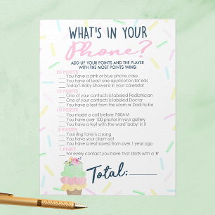 Ice Cream What's In Your Phone Bridal Shower Game Notepad