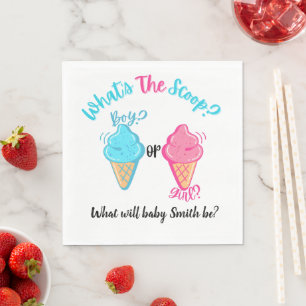 Ice Cream What's the Scoop Gender Reveal Napkin
