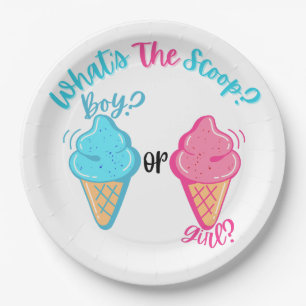 Ice Cream What's the Scoop Gender Reveal Paper Plate