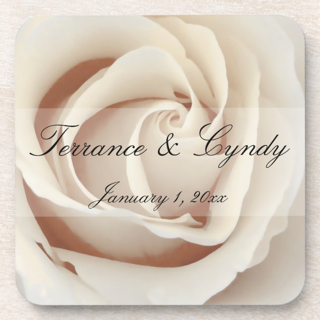 Ice Cream White Rose Coaster (Front)