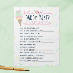 Ice Cream Who Knows Daddy Best Shower Game Pack Notepad