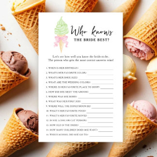 Ice cream - Who knows the bride best game